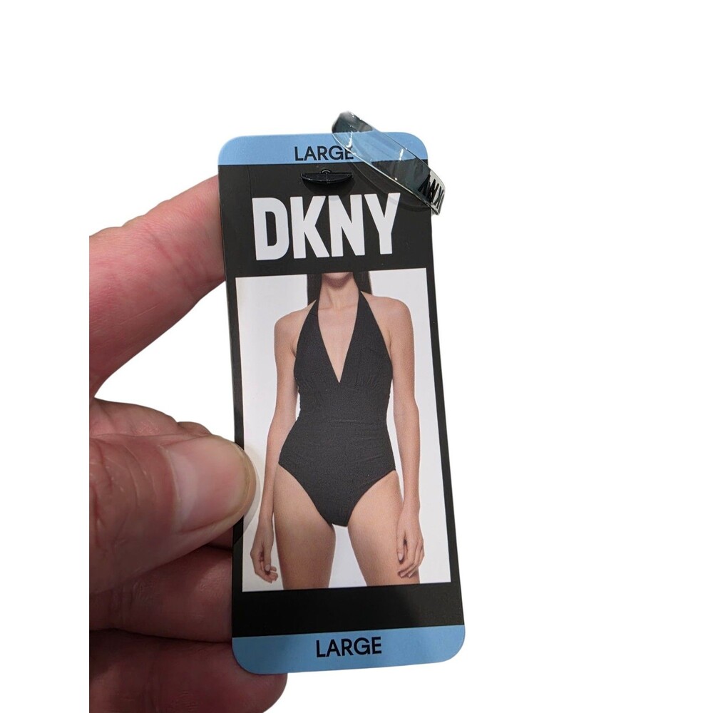 DKNY One Piece Halter Neckline Black Swimsuit - Adult Large - Picture 9 of 11